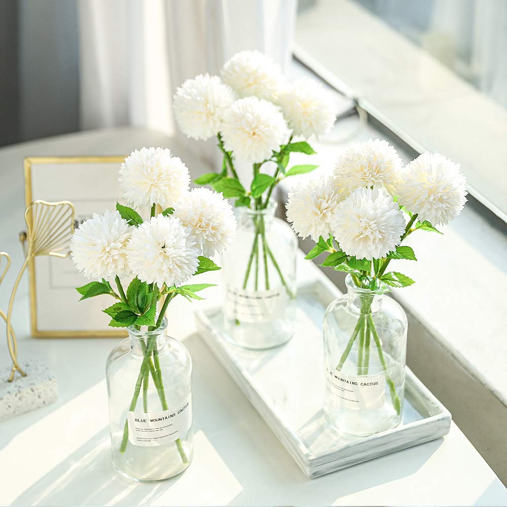 12pcs Artificial Chrysanthemum Ball Flowers Silk Hydrangea Bridal Wedding Bou…