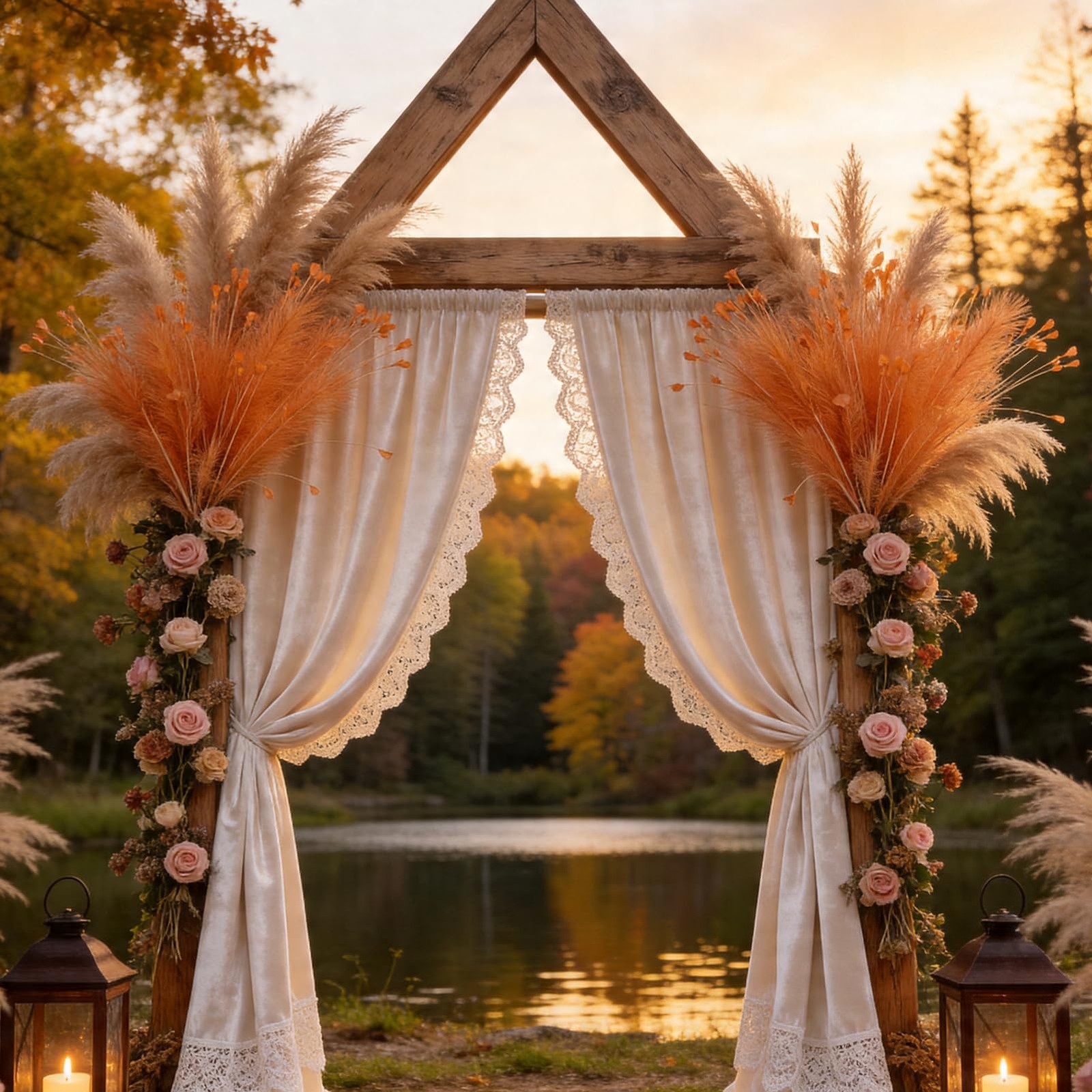 Orange Pampas Grass Decor 4pcs 25 Inch Faux Pampas Grass ， Artificial Pampas …
