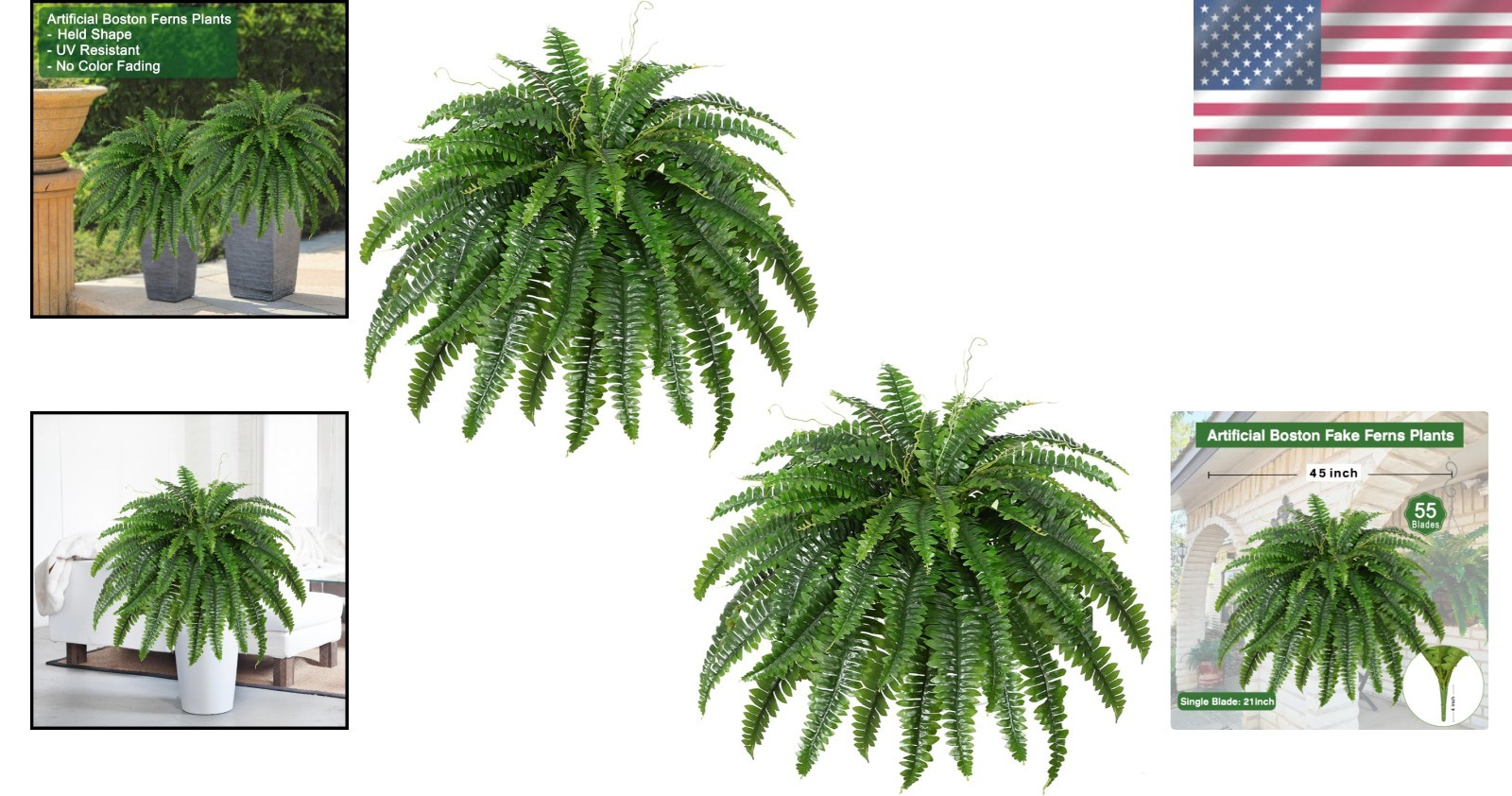 Large Faux Ferns for Indoor and Outdoor Decor – Set of 2