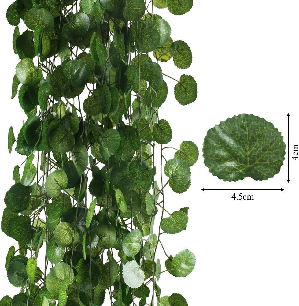 12 Pack 84Ft Artificial Hanging Vines Faux Silk Green Leaf Garlands for Decor