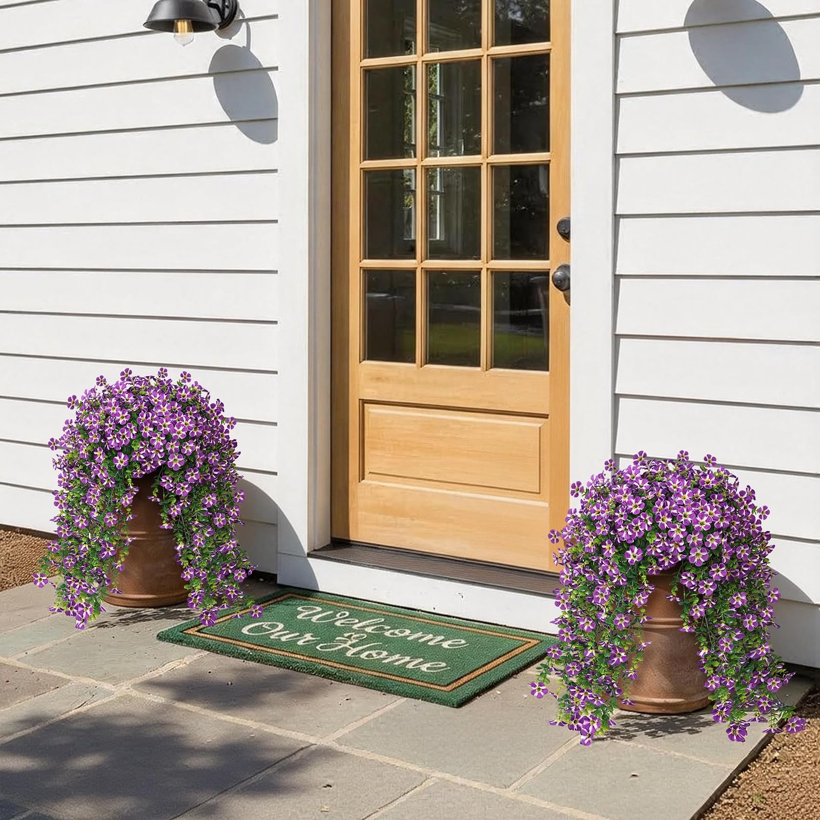 4 Bundles Artificial Hanging Morning Glory Flowers for Outdoor, Realistic Han…