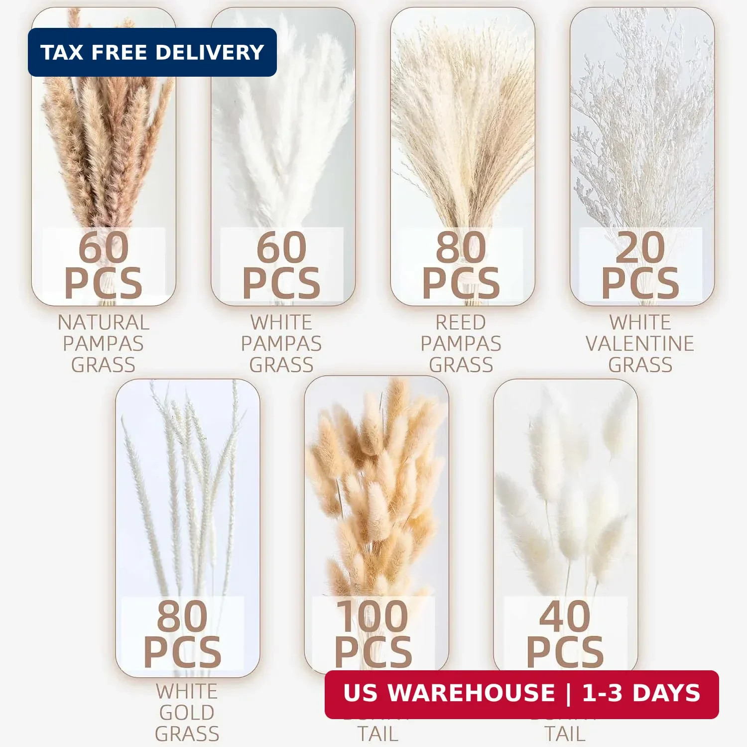 440PCS Natural Dried Pampas Grass Boho Home Decor Bouquet Phragmites Dried Flowe