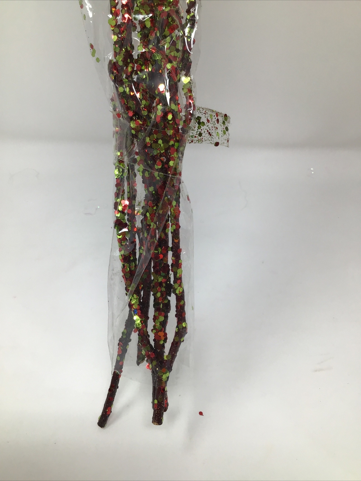 Twig Branch Floral Picks Red & Gold Sequins Arrangement Filler 5 Picks 24” New