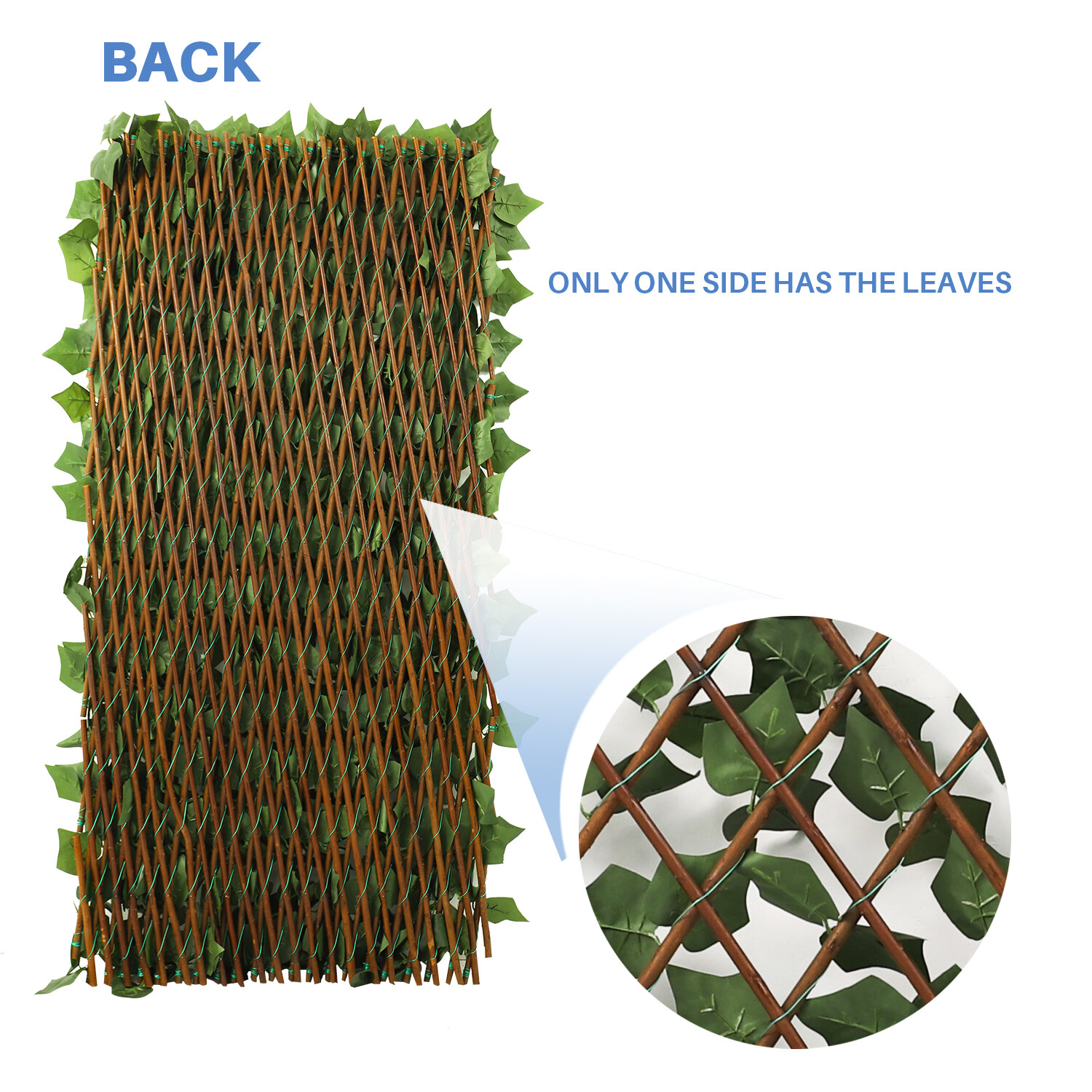 Artificial 15″x48″ Expandable Faux Ivy Leaf Single Fence Panel Home Garden Decor