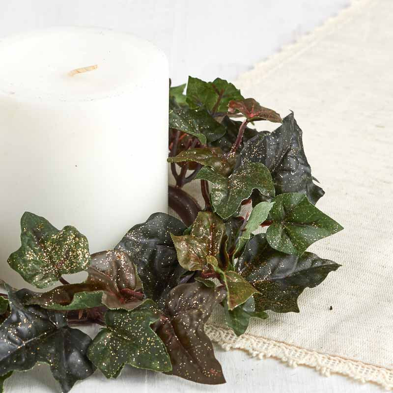 Factory Direct Craft Glittered Artificial Grape Leaf Candle Rings – 4 Rings