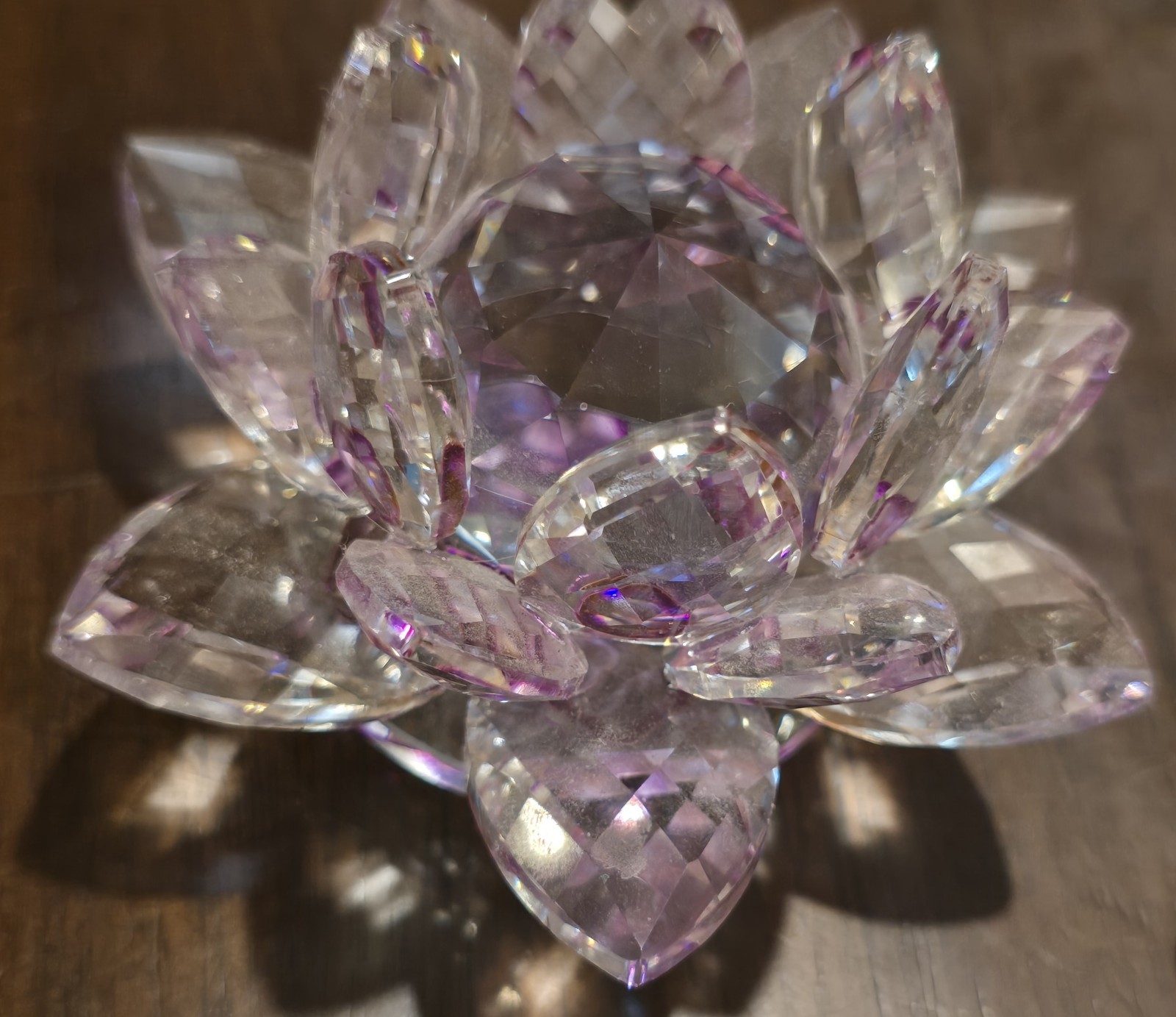 3⅝” Crystal Lotus Flower Pink/Purple Accent Decorative Mini Centerpiece Table