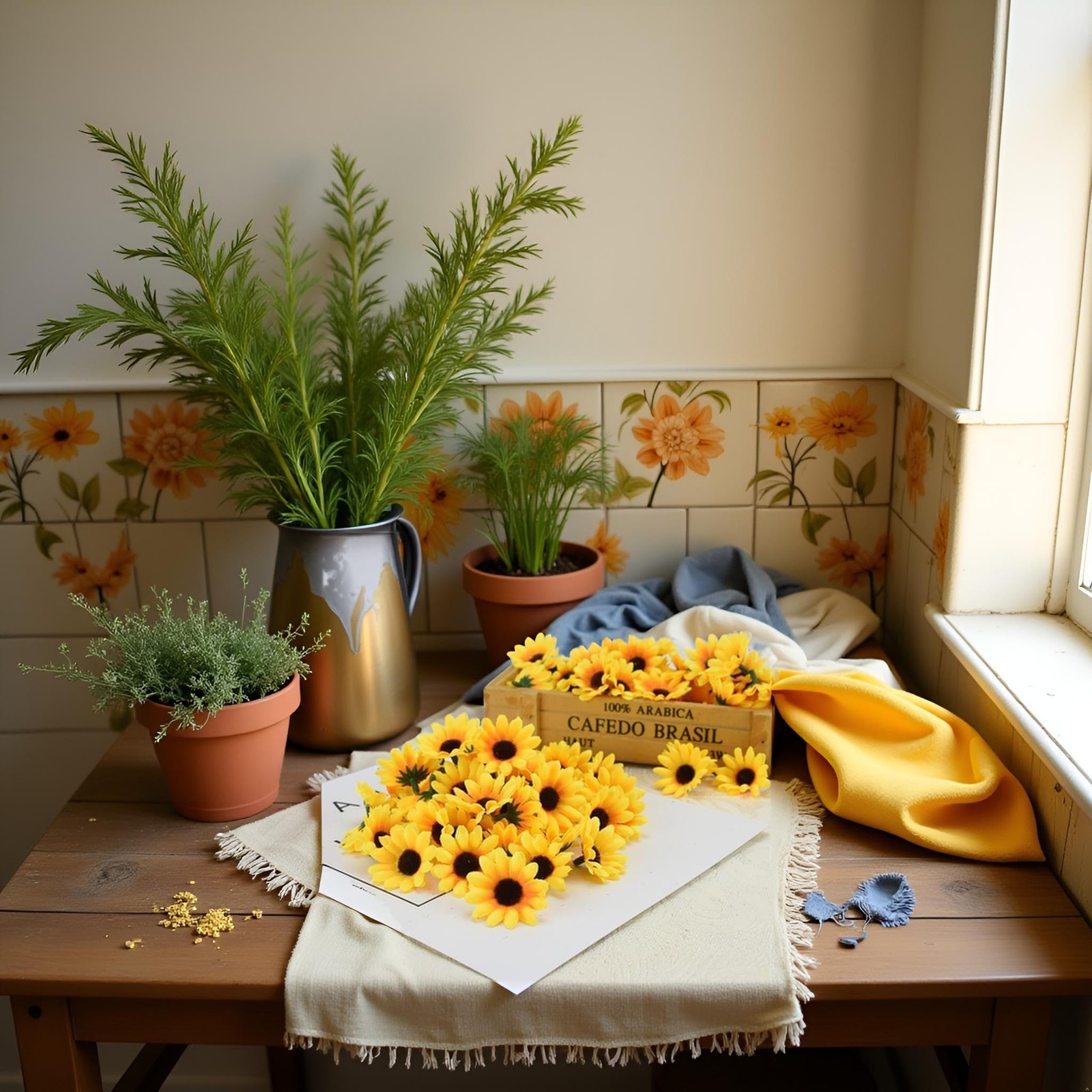 100 Pcs Artificial Sunflower Heads, Yellow Artificial Flower Heads Mini Fake …