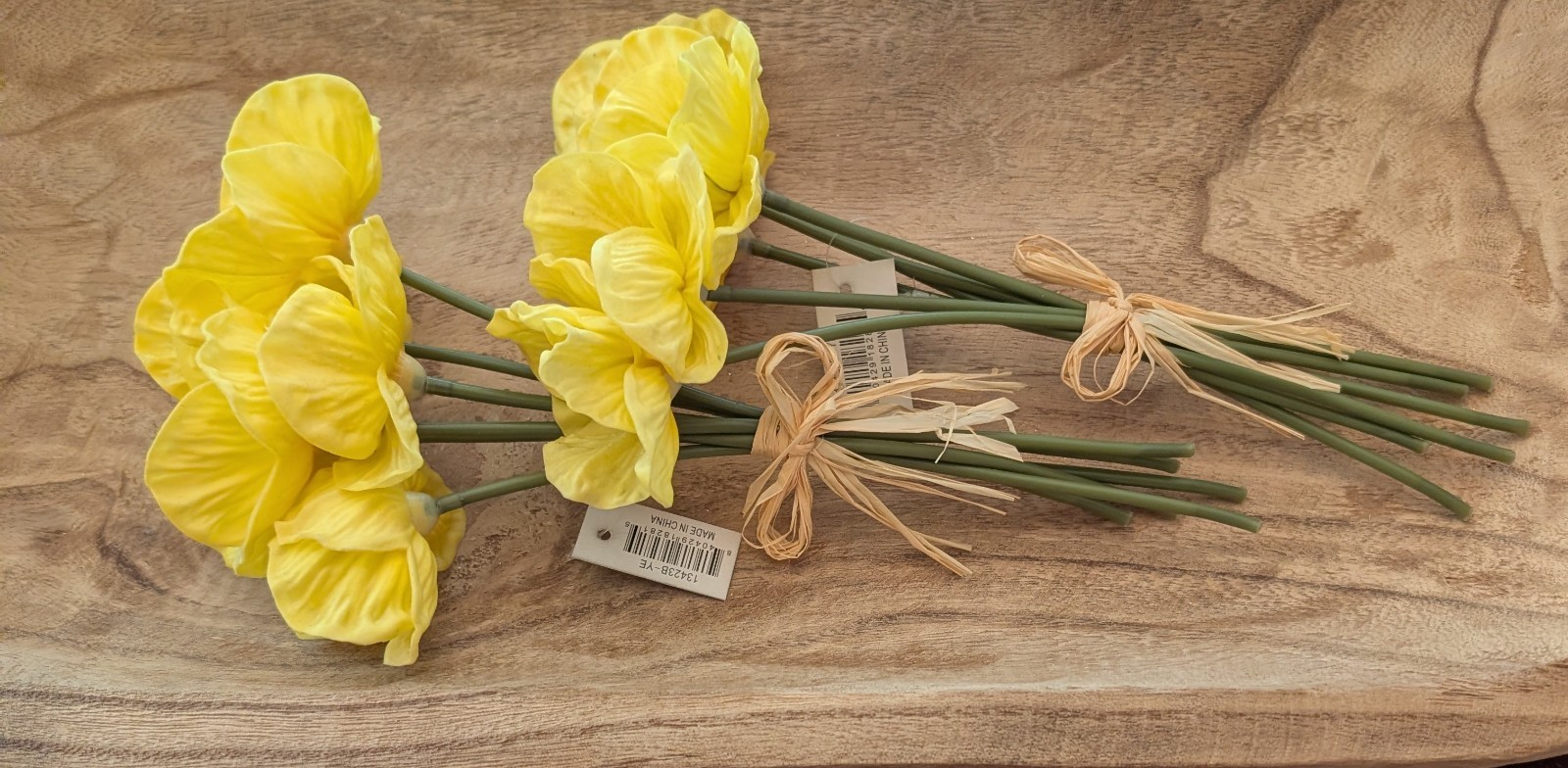Real Touch Faux Yellow Artificial Poppy Flower, Twelve Stems, 12-Inches Each