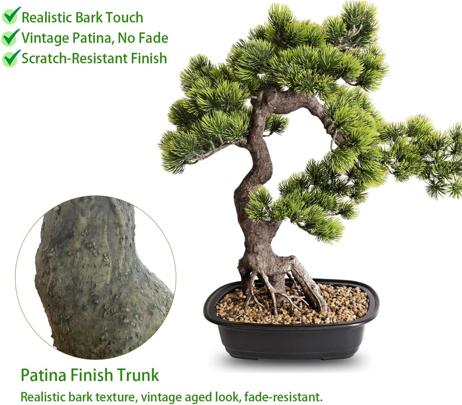 Artificial Bonsai Plant, Faux Juniper Tree 20 inch, Indoor Decor for Office Home