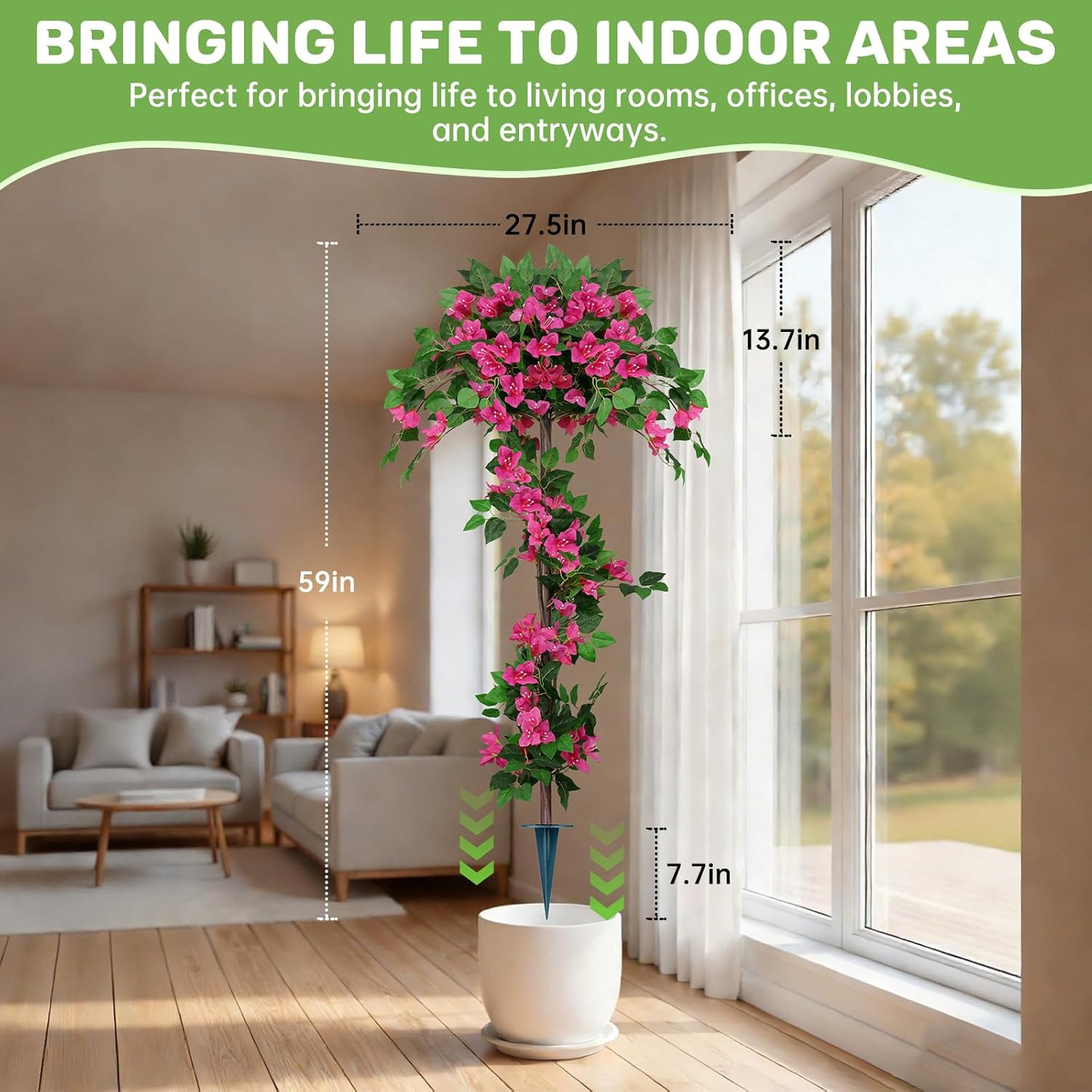 2Pack 5FT UV Resistant Artificial Bougainvillea Trees for Outdoor Decor