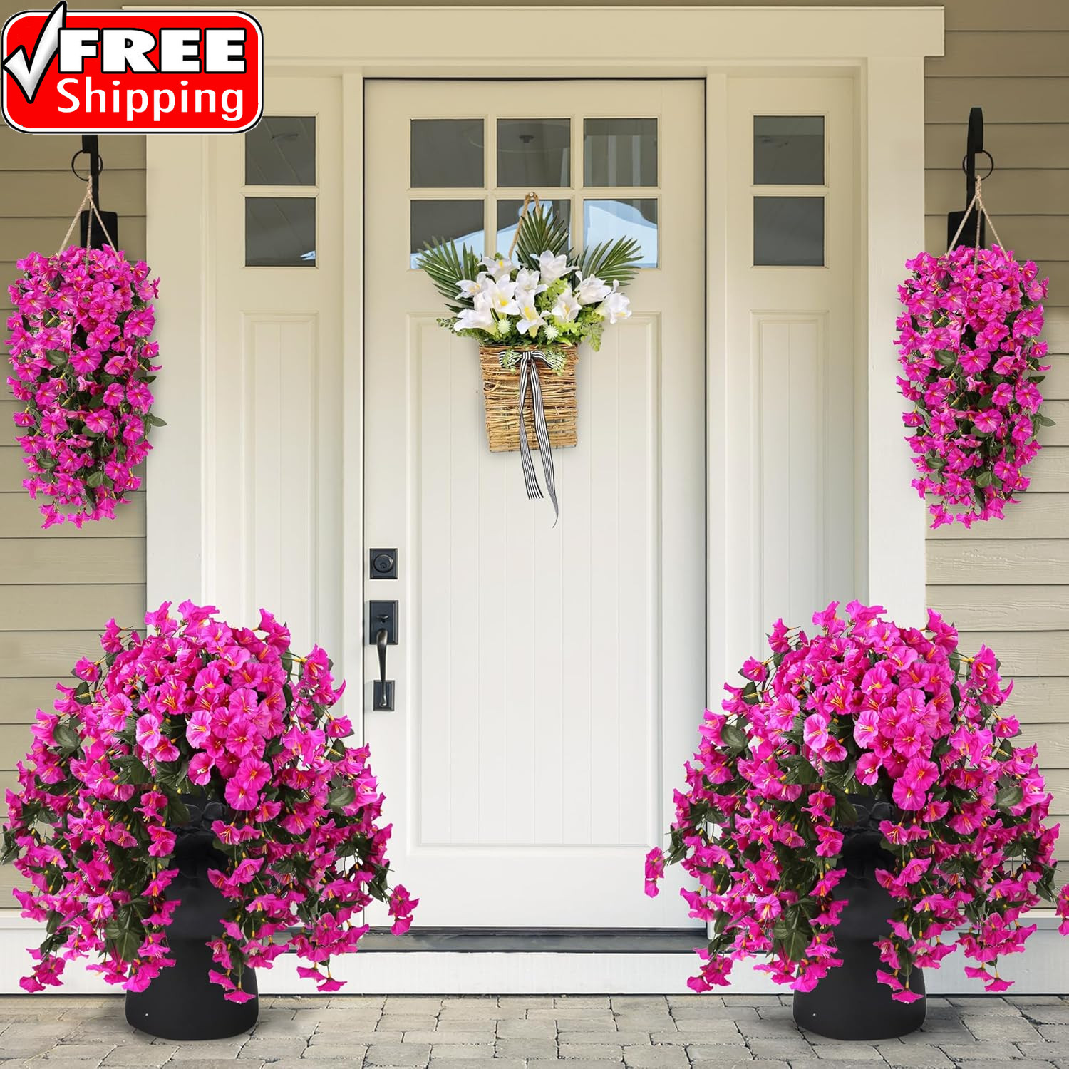 Artificial Fake Hanging Flowers Plants for Outdoor outside Spring Summer Decorat
