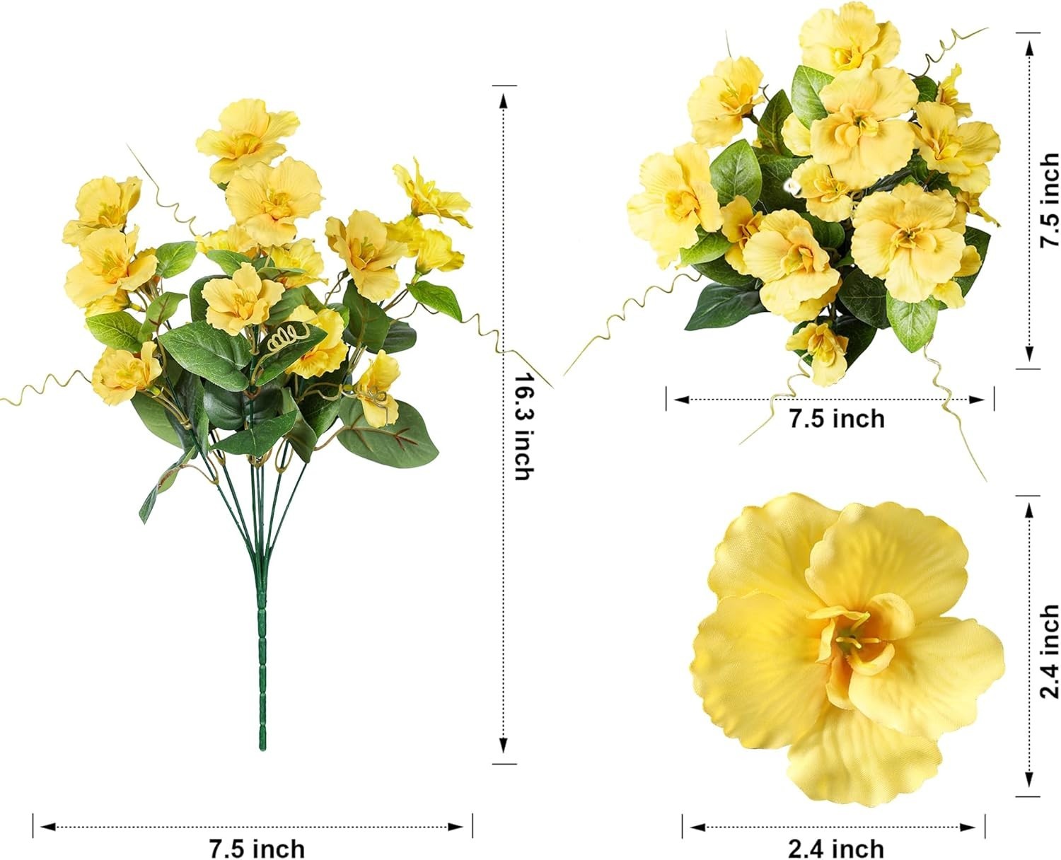 Fake Hibiscus Artificial Flowers, Outdoor, 6 Bundles, UV Resistant