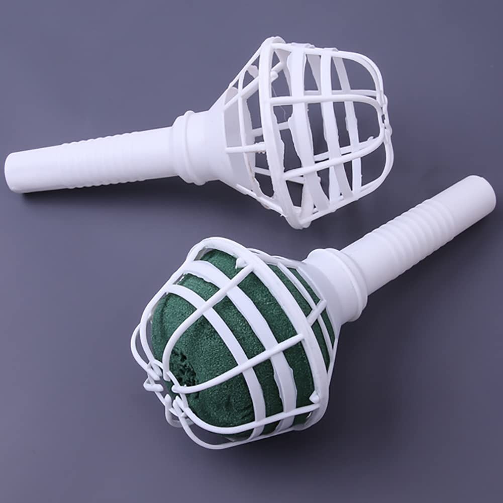 4 PCS White Foam Floral Bouquet Holders, Large Bridal Handles, Wedding Flowers