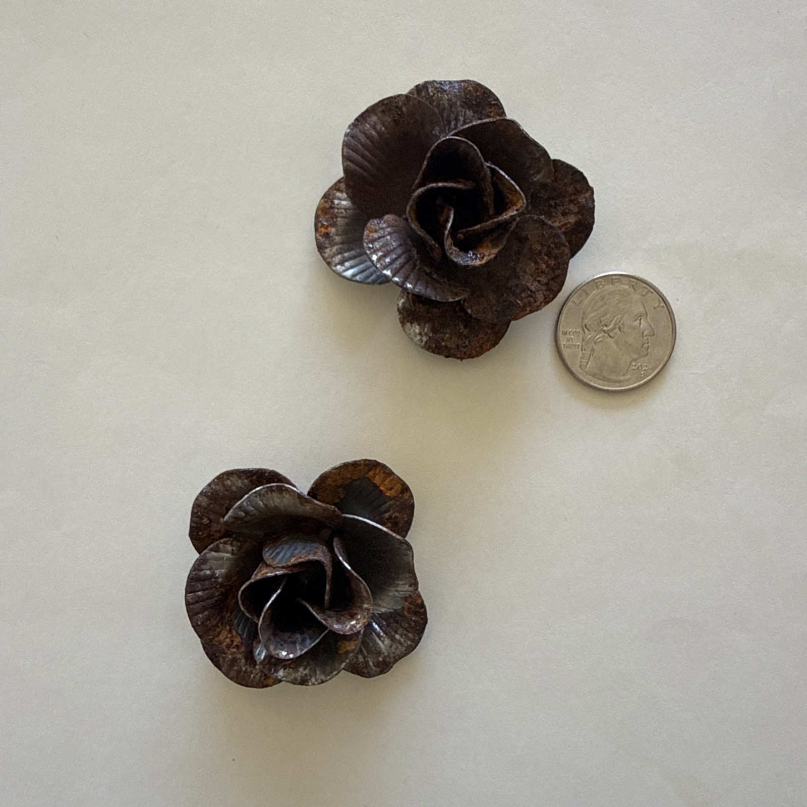 Metal Rose Flowers, handcrafted, bent, Rose Buds, Ornamental Flowers