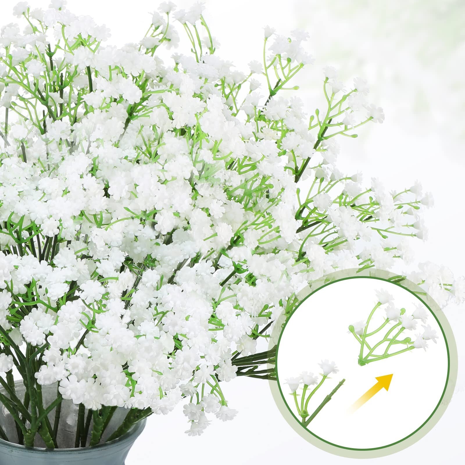 Tigeen 80 Pcs Artificial Baby Breath Flowers 20.5 Inch Fake Gypsophila Bouque…