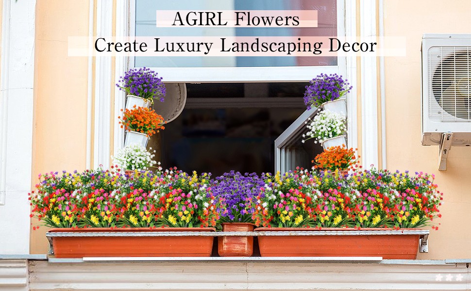 24 Bundles Artificial Fall Flowers Outdoor Indoor Decoration, Fake Plastic
