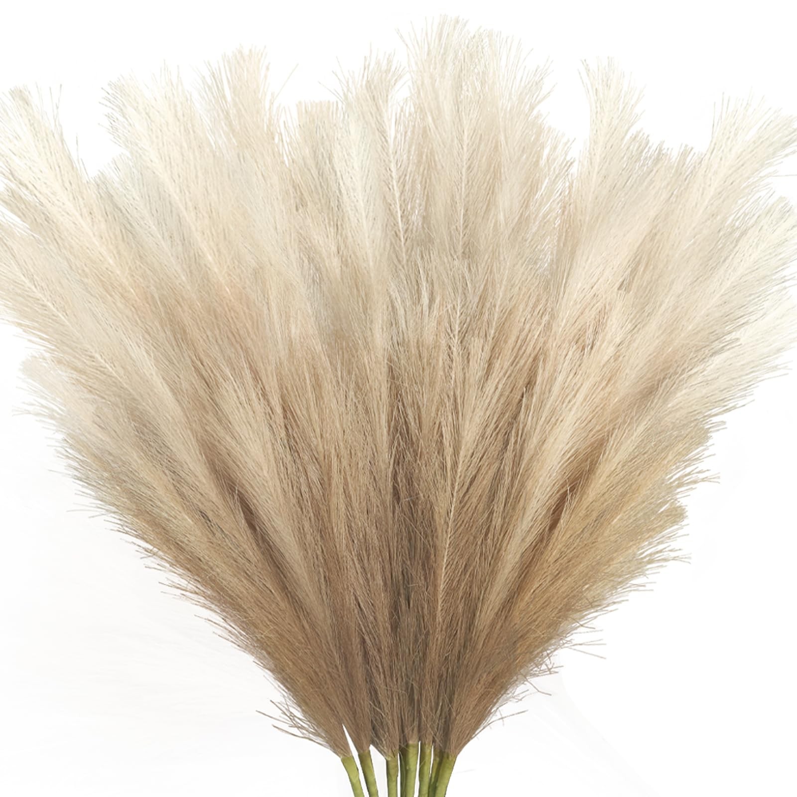 8Pcs Beige Brown Faux Pampas Grass Tall Decor, 35.4” Fluffy Artificial Pompou…
