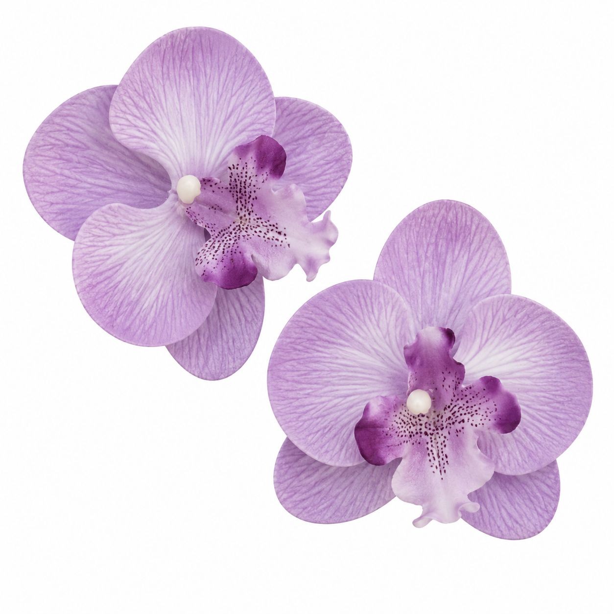 Purple Lavender Touch Orchid Heads Set of 2, 3.5 Inch Phalaenopsis Blooms for Co