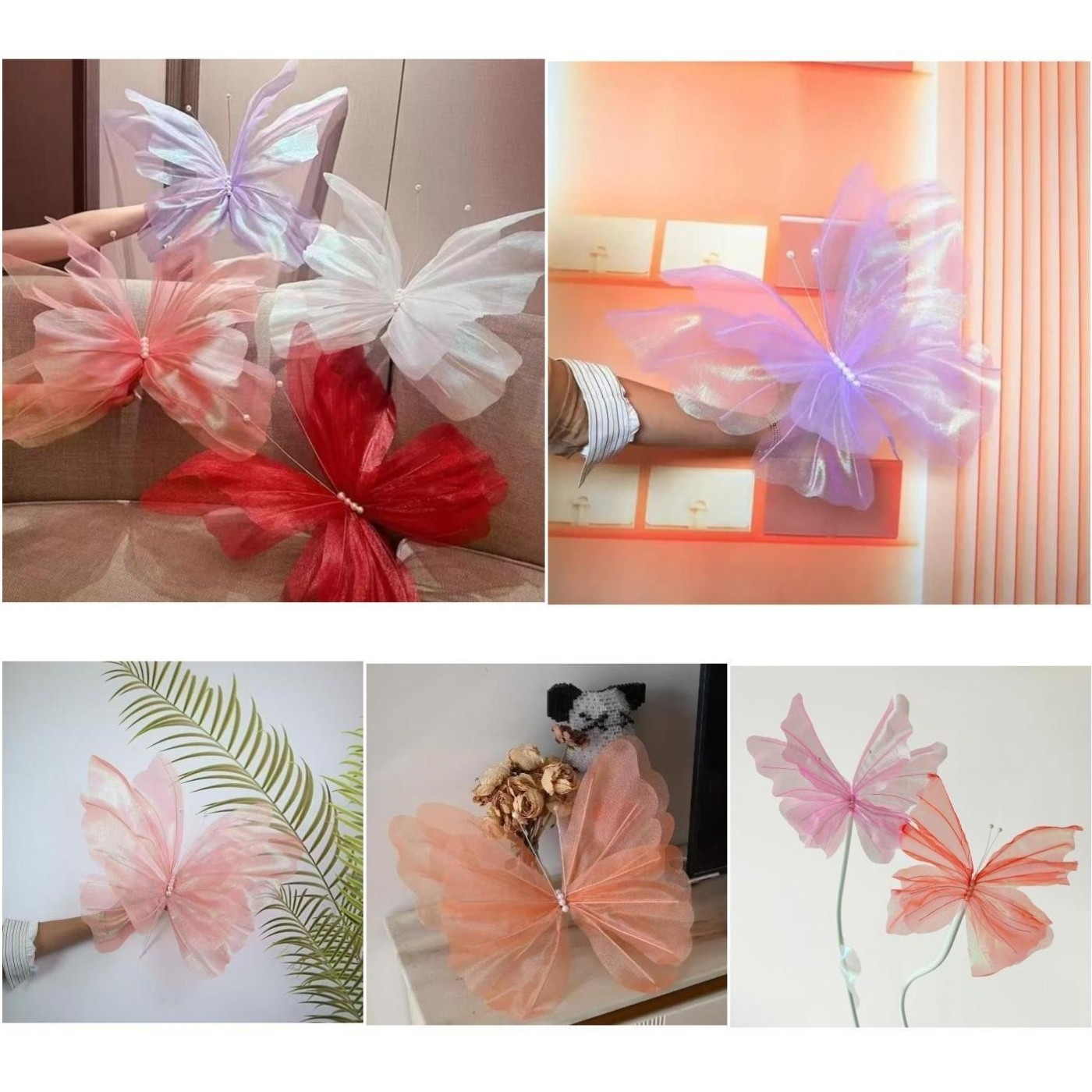 Large 50cm Hanging Silk Yarn Butterfly for Creative Wedding and Festival Decor