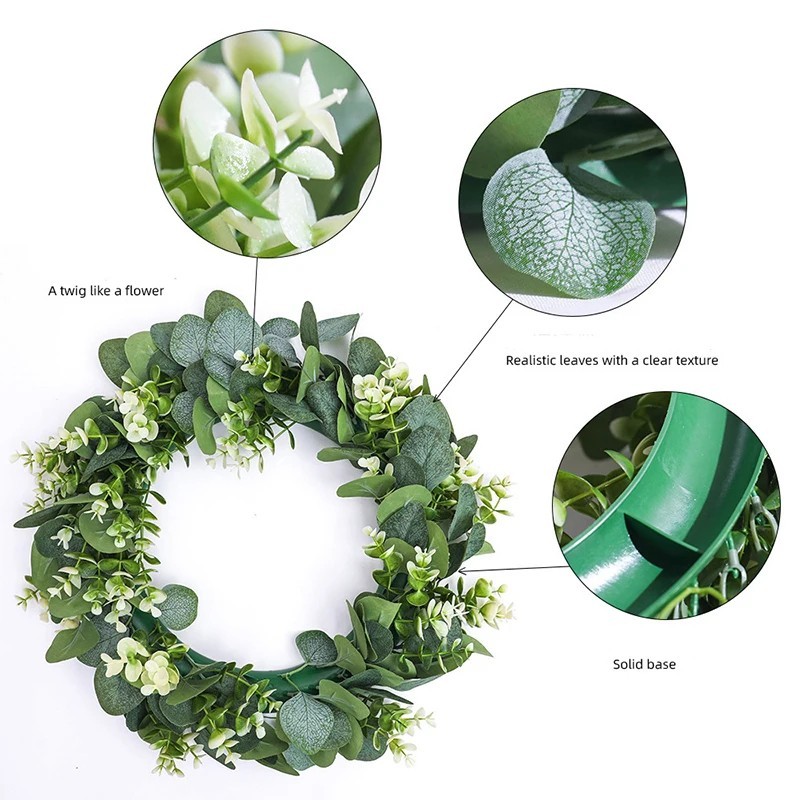 Artificial Eucalyptus Wreath 33cm Green Garland Wedding Home Party Decor