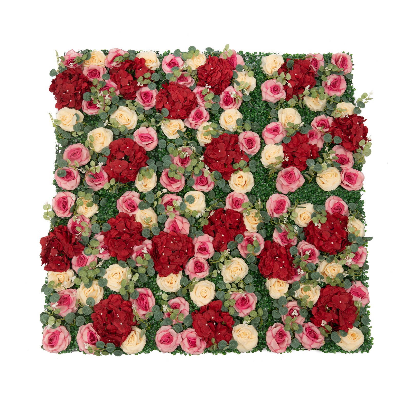 6Pcs Artificial Flower Wall Panel Backdrop Wedding Rose Hydrangea Flower Decor