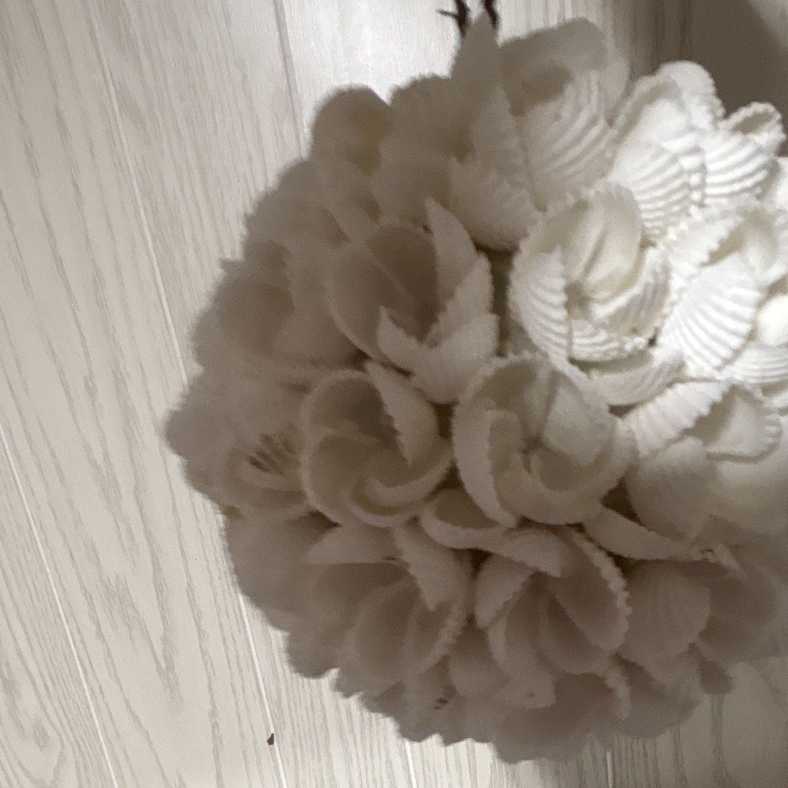 Artificial White Floral Flower Ball Hanging Decor, Ball Form Ornament with Chain