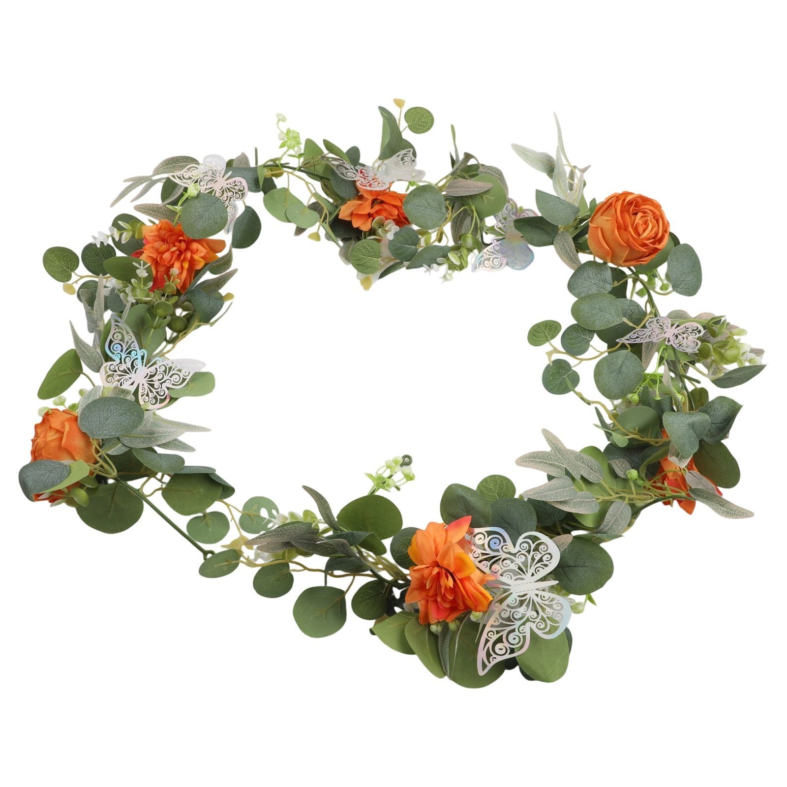 180cm Artificial Flower Garland with Decorative Butterflies for Events