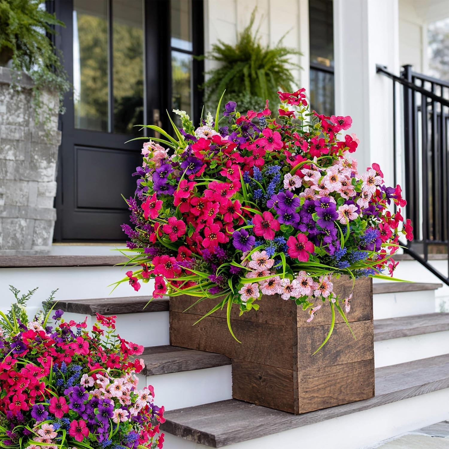 Vibrant UV Protected Faux Flowers – 16 Bundles for Elegant Outdoor Spaces
