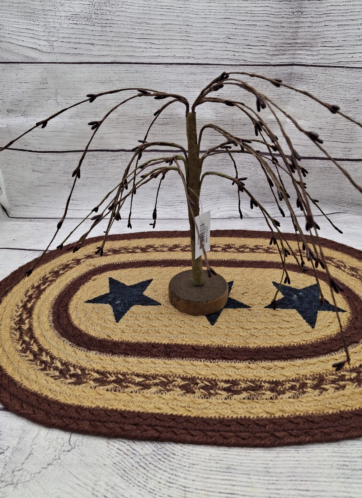 Primitive Burgundy Pip Berry Weeping Willow Tree 7″, Colonial, Home Decor Faux