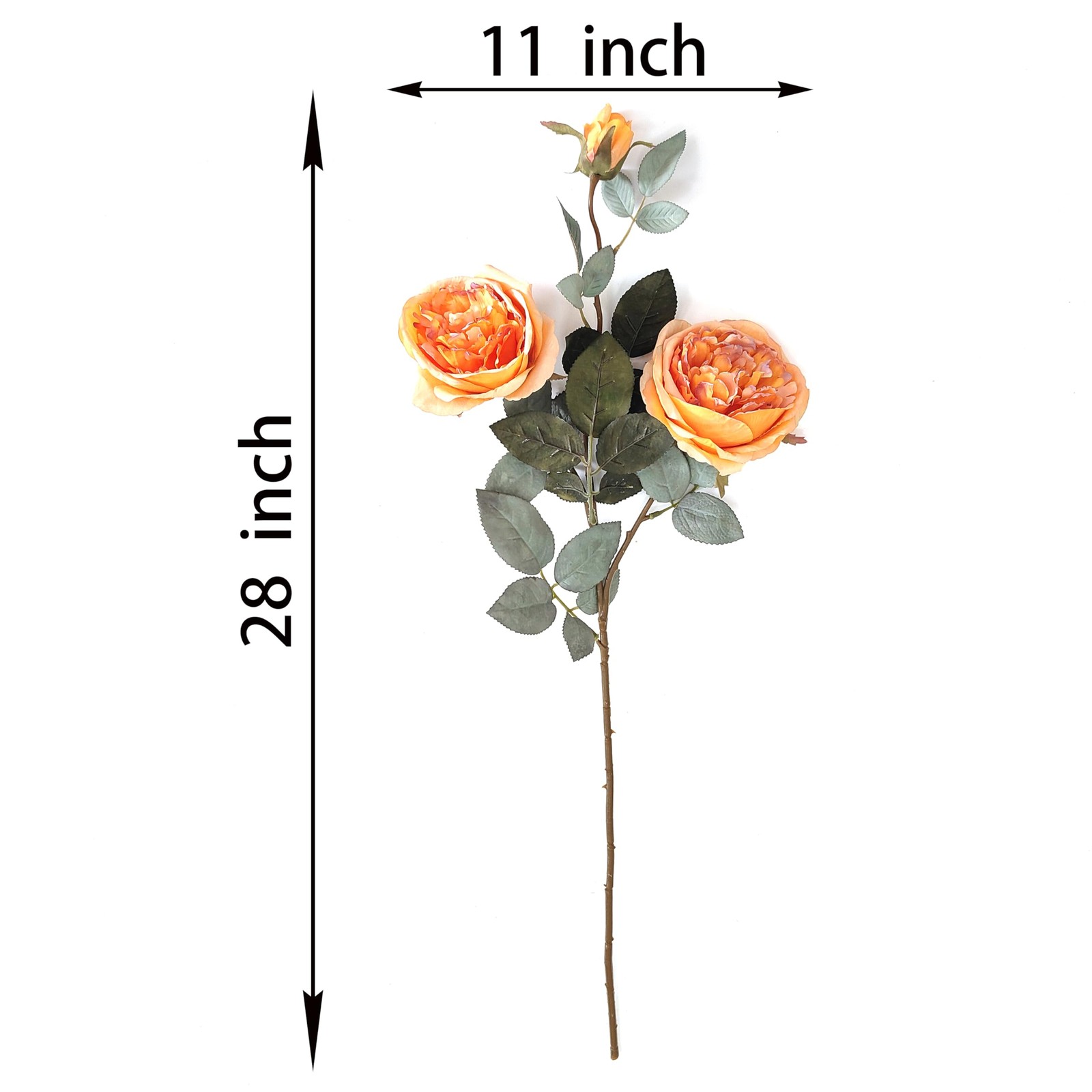 Fall Orange Realistic Silk Fake Roses Artificial Flowers Bouquet 4 PCS