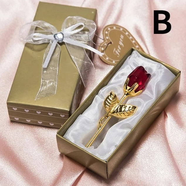 1pc Crystal Glass Rose Figurine Gift Romantic Decor Wedding Valentine – NEW