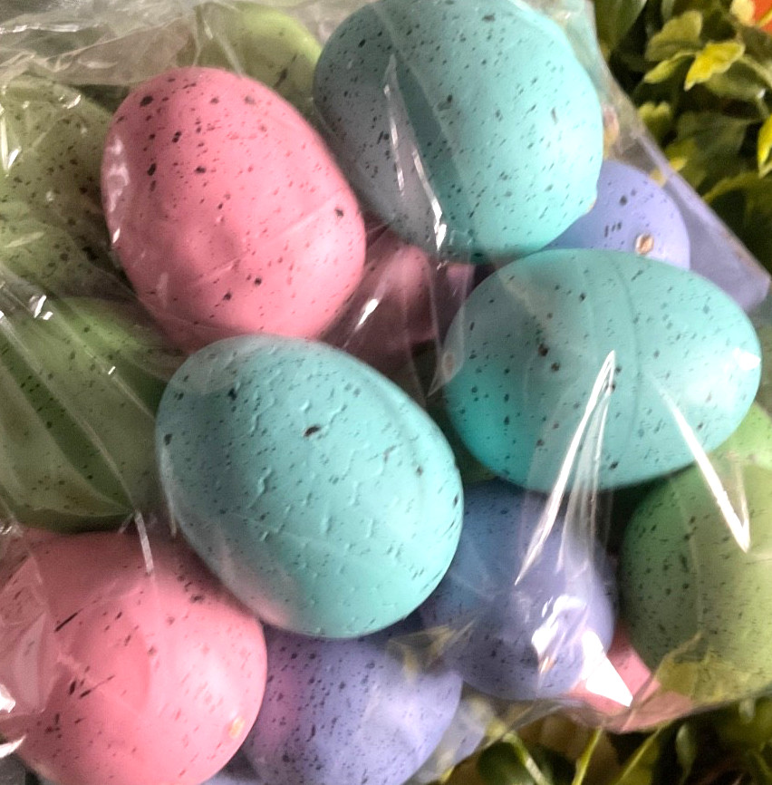 Set 24 Blue Green Purple Pink Speckled Bird Eggs 1- 1 1/2” Easter Eggs