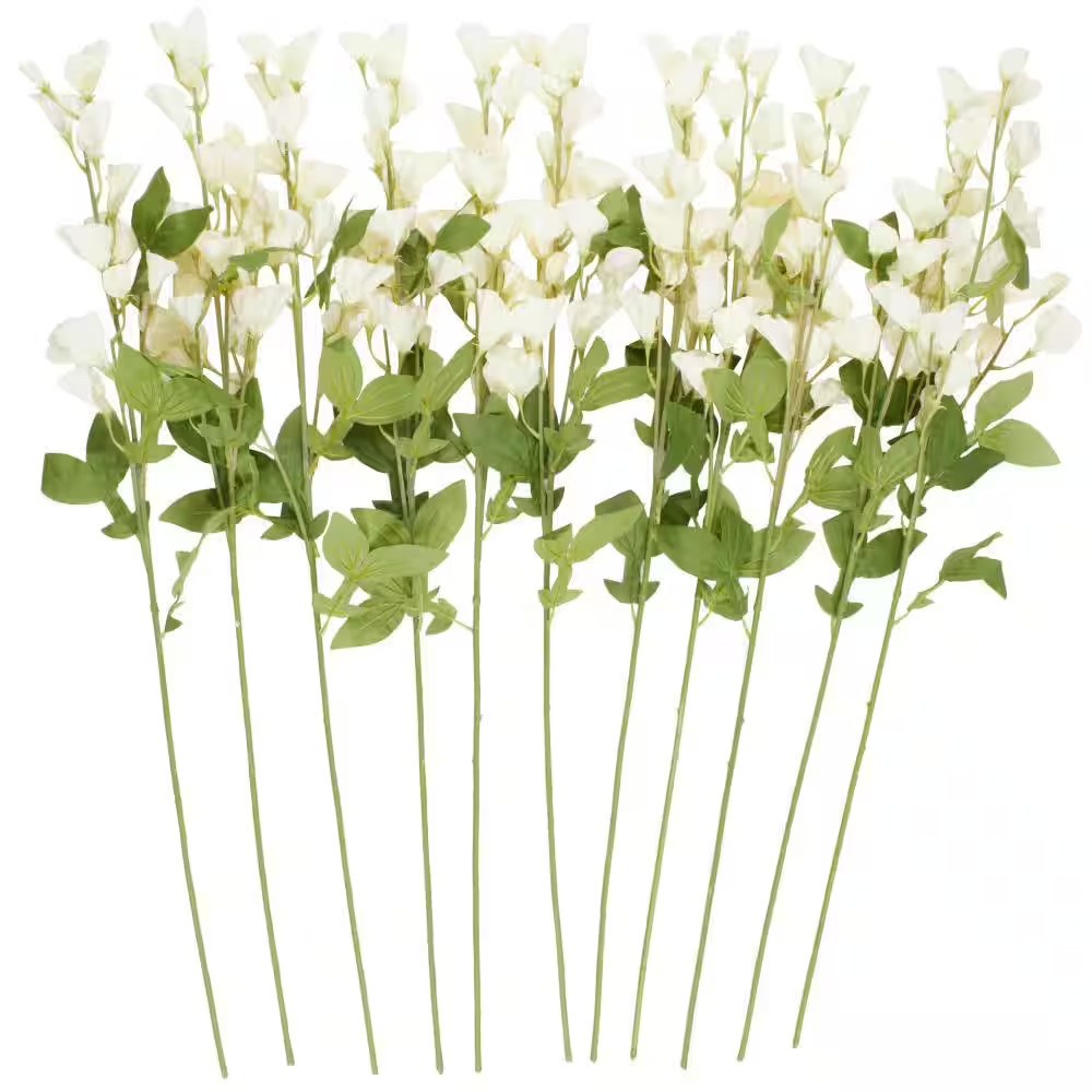 35 In. Tall White Sweet Pea Artificial Flower Stem (Set of 12)