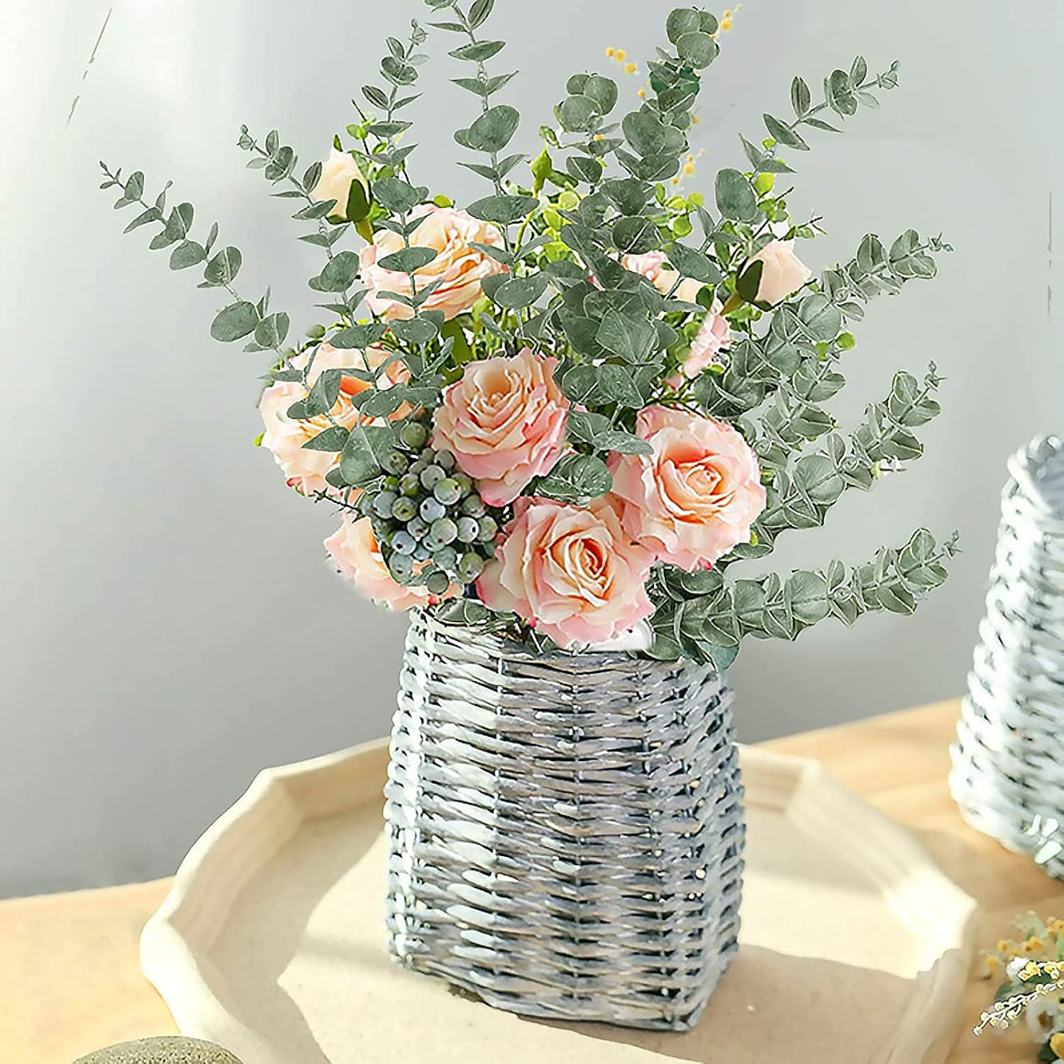 Eucalyptus Stems 12 PCS Artificial Leaves Home Office House Table Decor Wedding