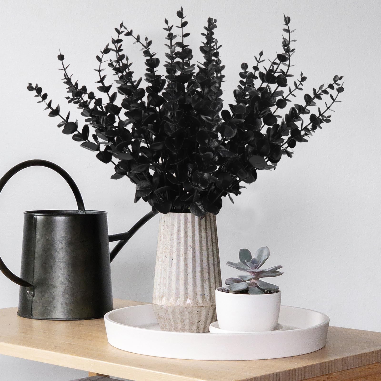 Black Fake Eucalyptus Branches, 36Pcs Floral Arrangement, Home Office Decoration
