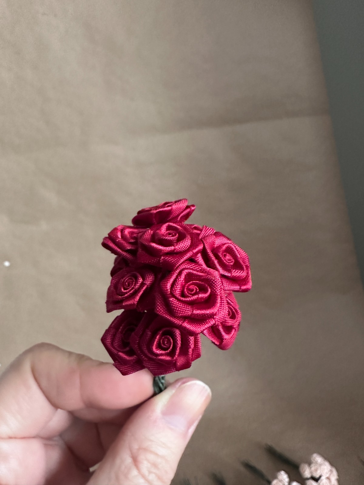 vtg. Assorted Bouquet, Single Satin Roses for Crafting Decoration most with tags