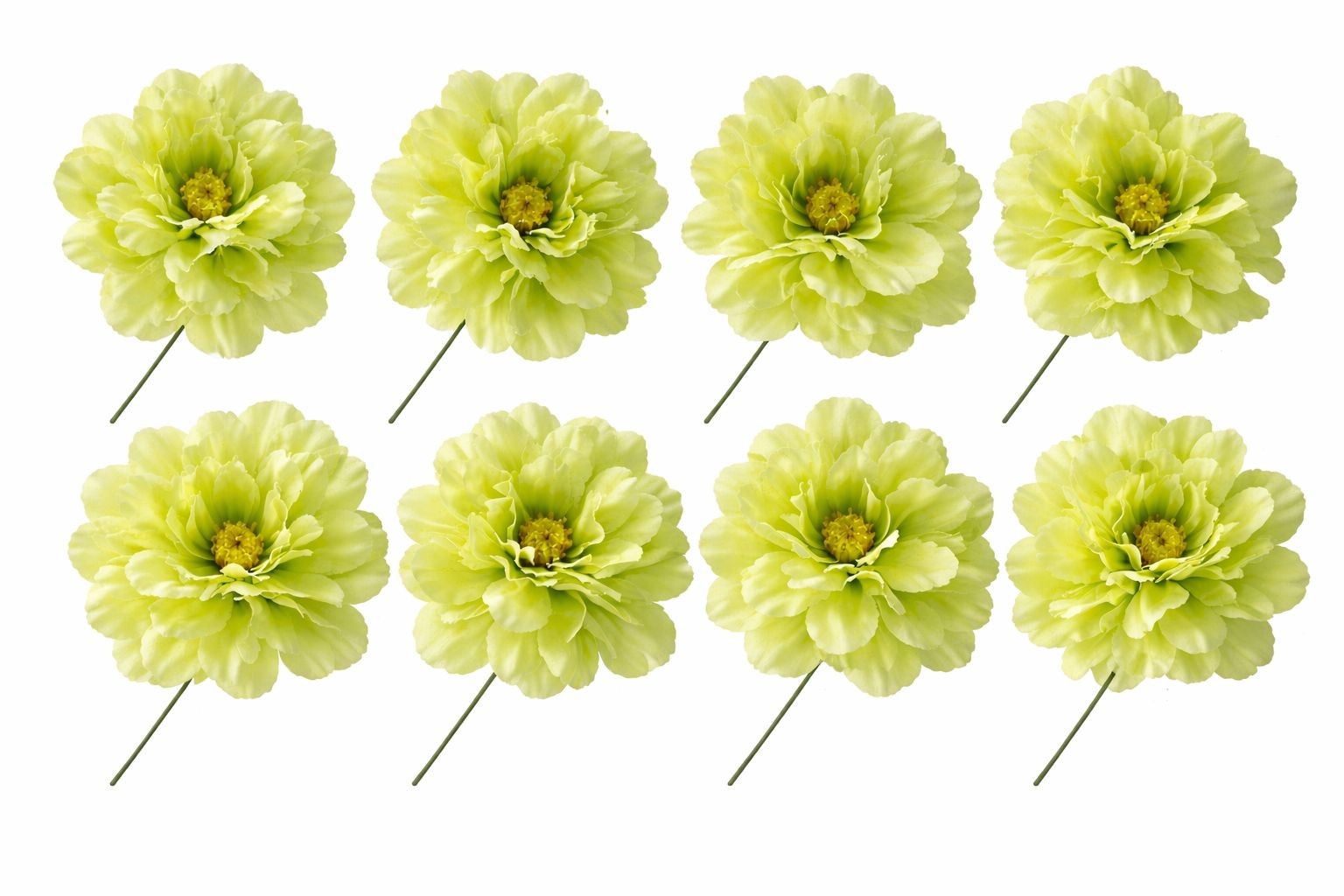 Green Peony Flowers Set of 8 Faux Blooms 5 Inch Floral Heads Wired Craft Wreath