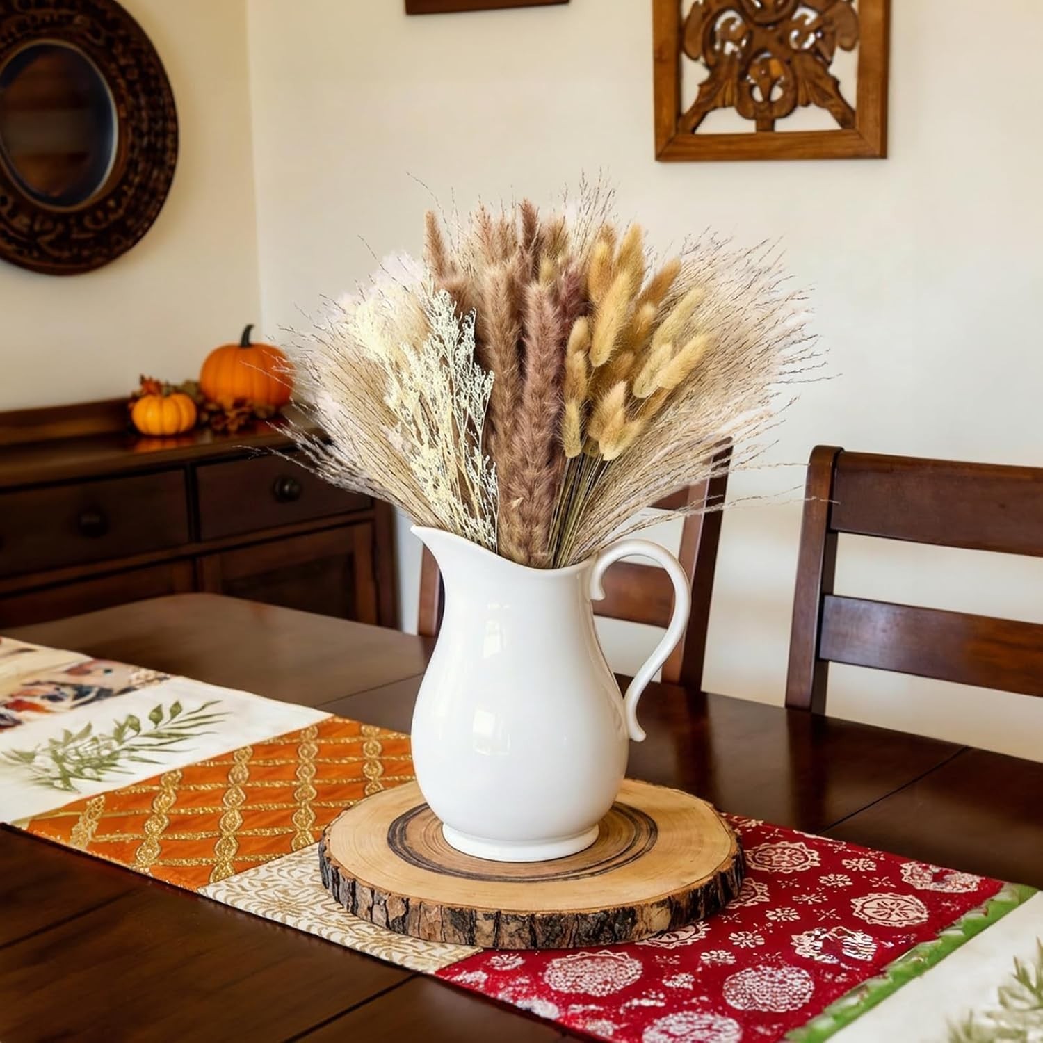 100 Pcs Pampas Grass Boho Decor, 17″ Dried Flowers Bouquet for Vase, Crafts, …