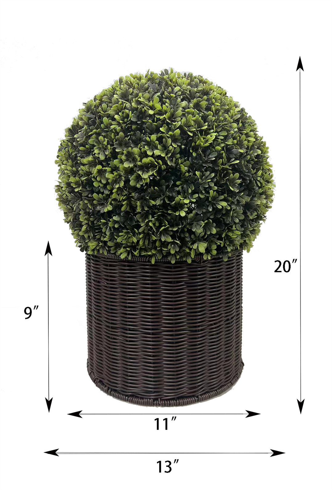 20 inch Artificial Faux Grass Spherical Ball Woven Pot Decoration Outdoor&Indoor