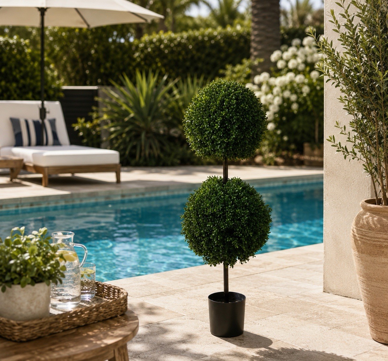 42” Boxwood Double Ball Artificial Topiary Tree UV (Indoor/Outdoor).Retail $218