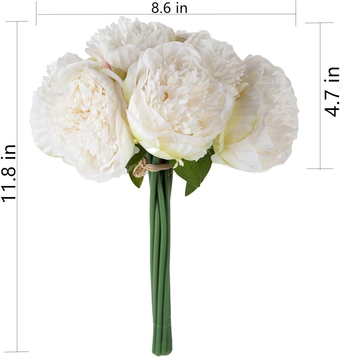 2 bunches of 10 artificial peony silk flowers Party Decoration (milky white)