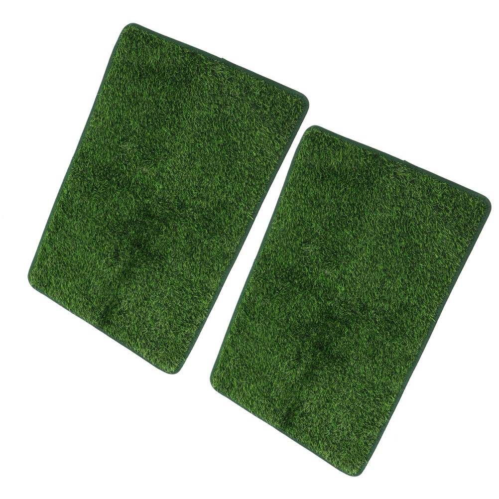 2Pcs Washable Pet Grass Pads Green Synthetic Dog Turf Rug for Indoor Use