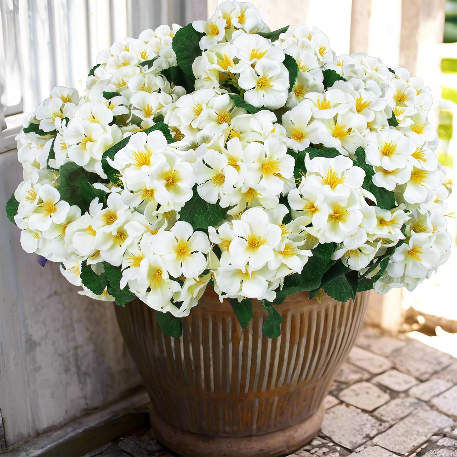 6 Pcs Artificial Geranium Flowers for Outdoors Geraniums Silk Flowers Outdoor UV