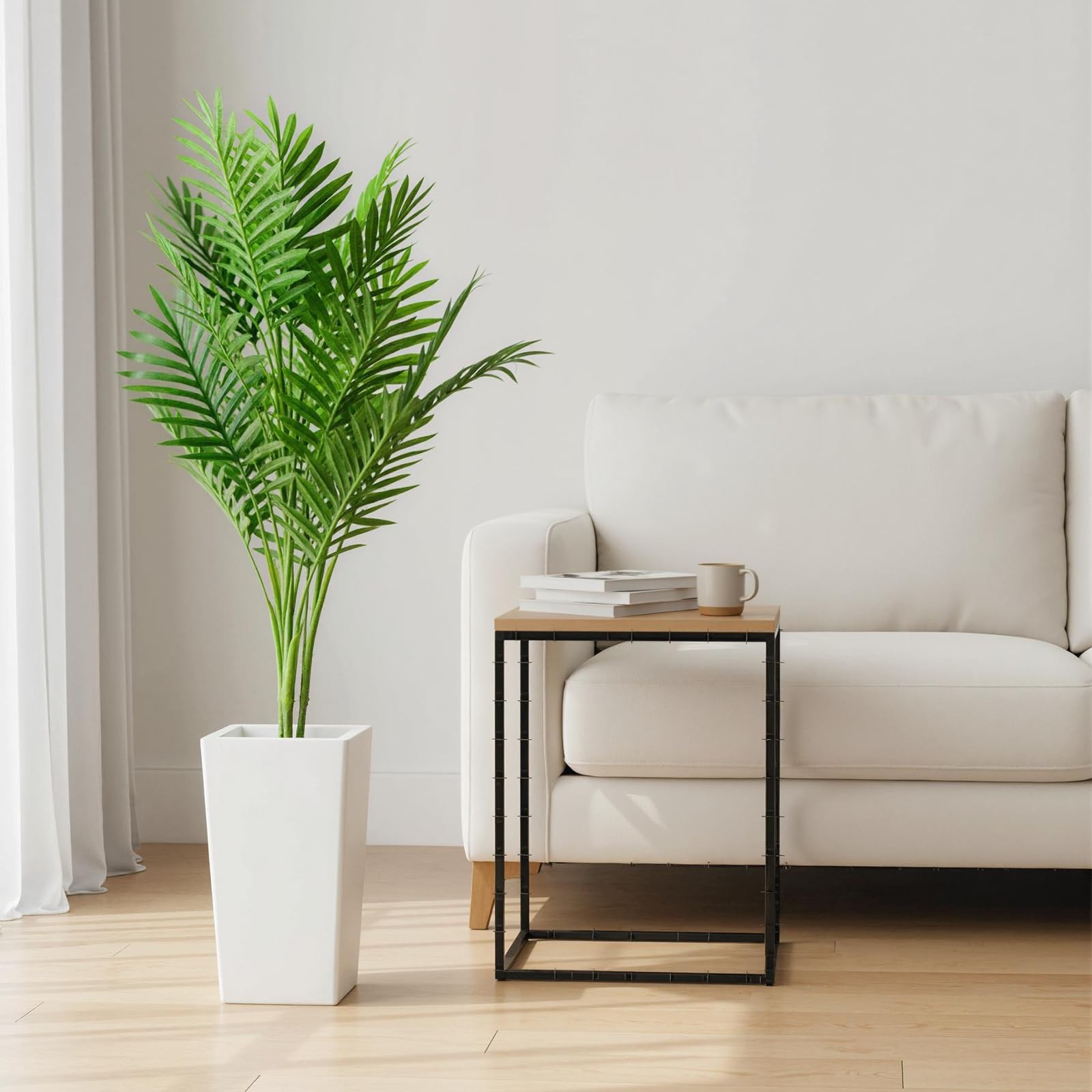 4.2FT Artificial Palm Tree Indoor Decor,Tall Realistic Faux Areca Palm for Home