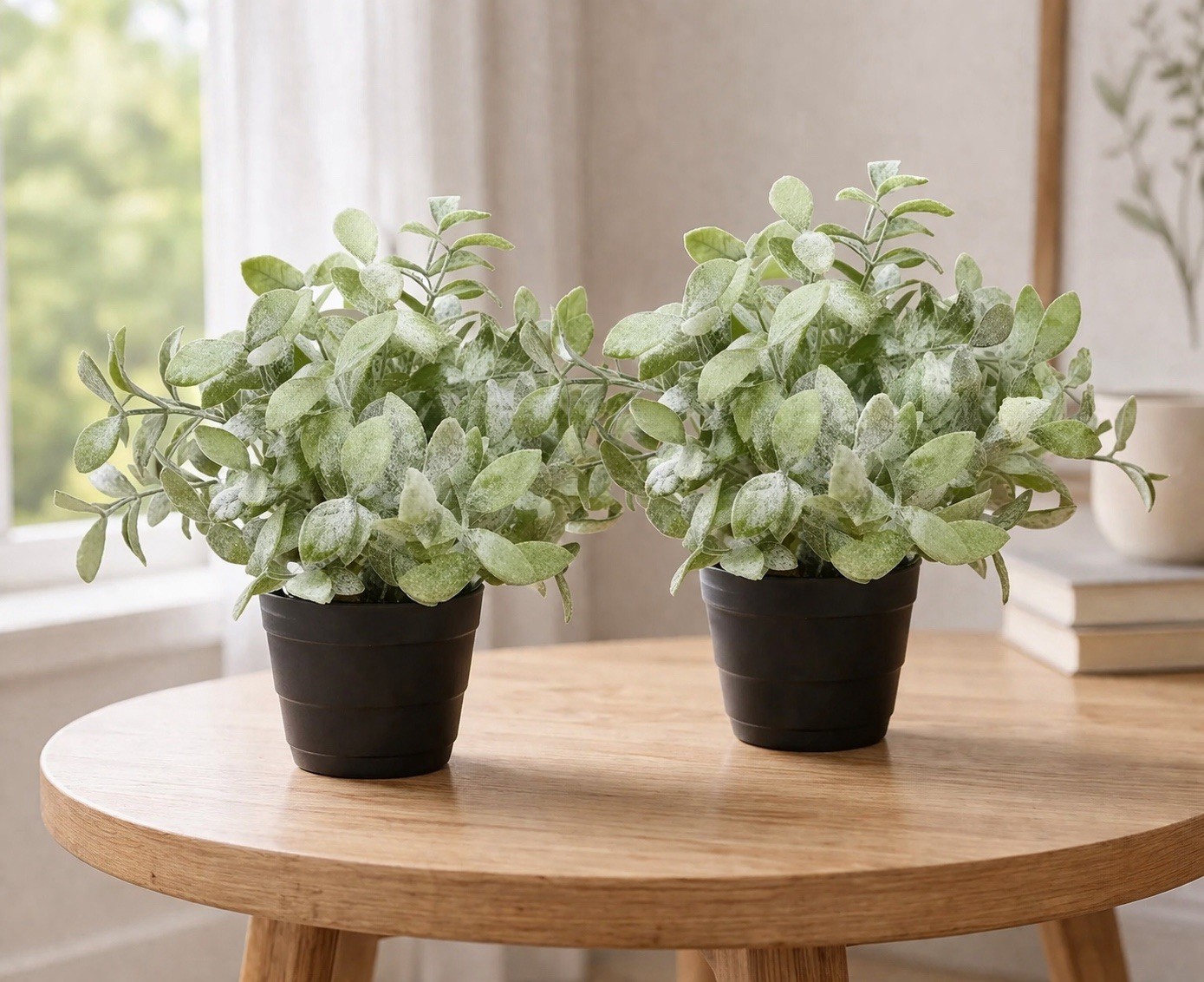 Set Of 2 Artificial Thyme Potted Plant 11” H Herb In/Outdoor Fake Plant Decor