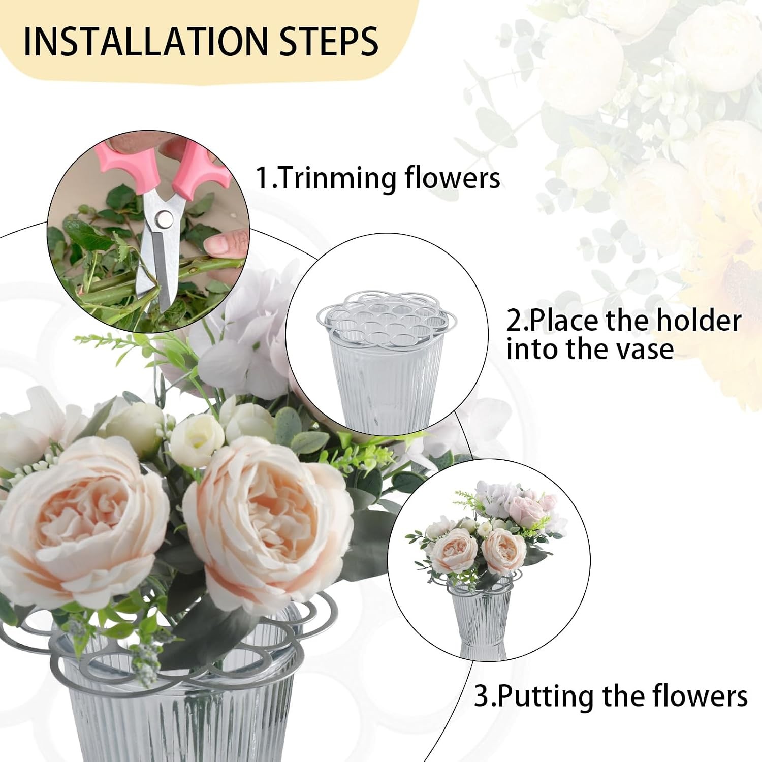 6Pcs Flower Arrangement Holder,Metal Floral Grid Used Vase Flower Arrangement