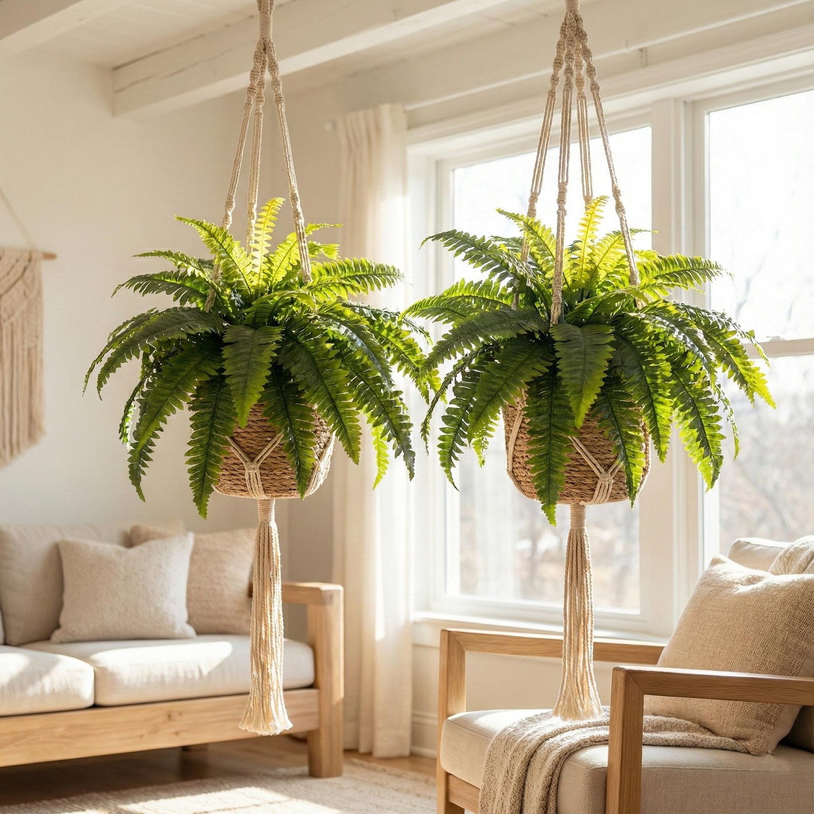 Artificial Ferns for Outdoors, Set of 2 Bouquets 33″ Diam Large Fake Ferns 37…