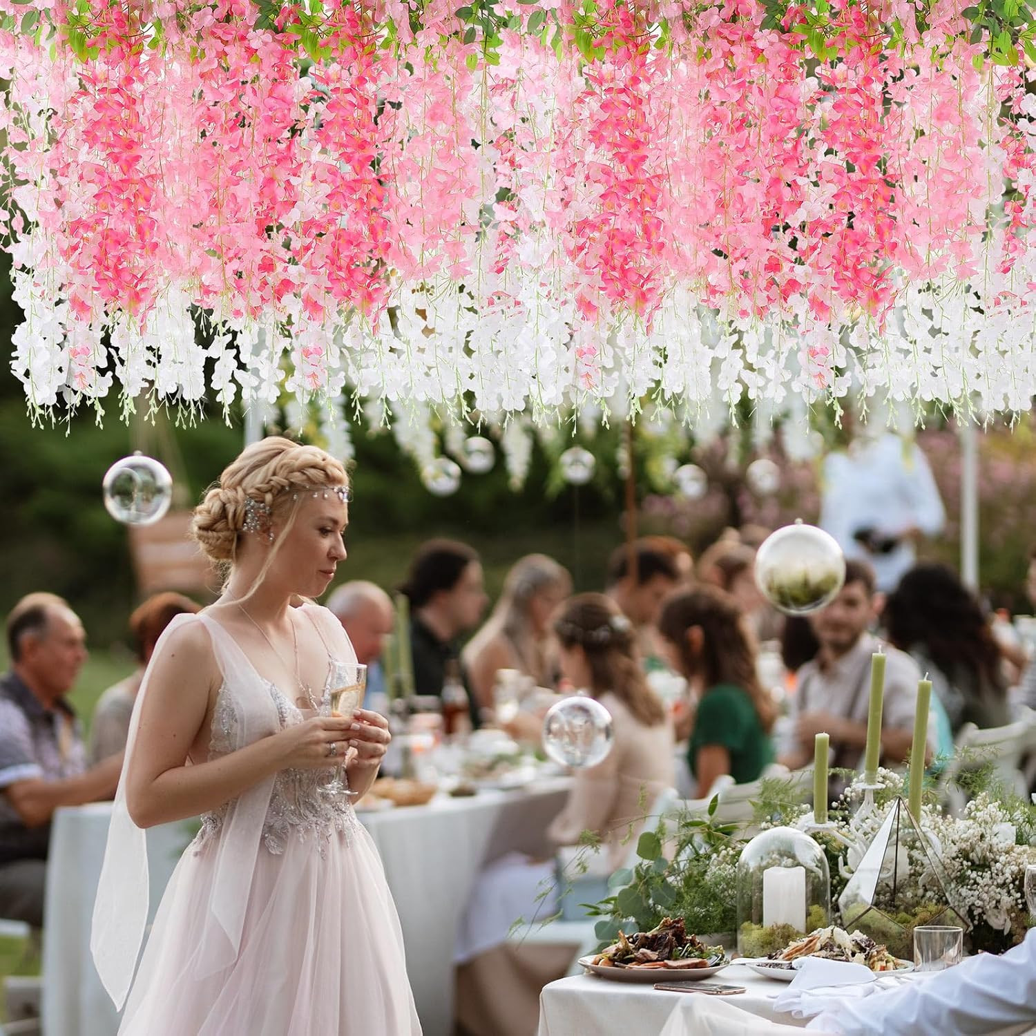 24 Pcs Artificial Wisteria Flower Vine Garland for Wedding & Home Decor