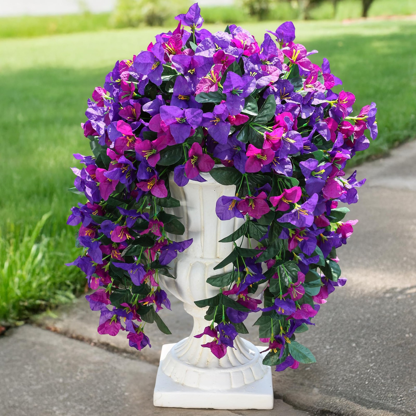 2 PCS Bougainvillea Artificial Hanging Flowers Plants for Outdoors, Mix