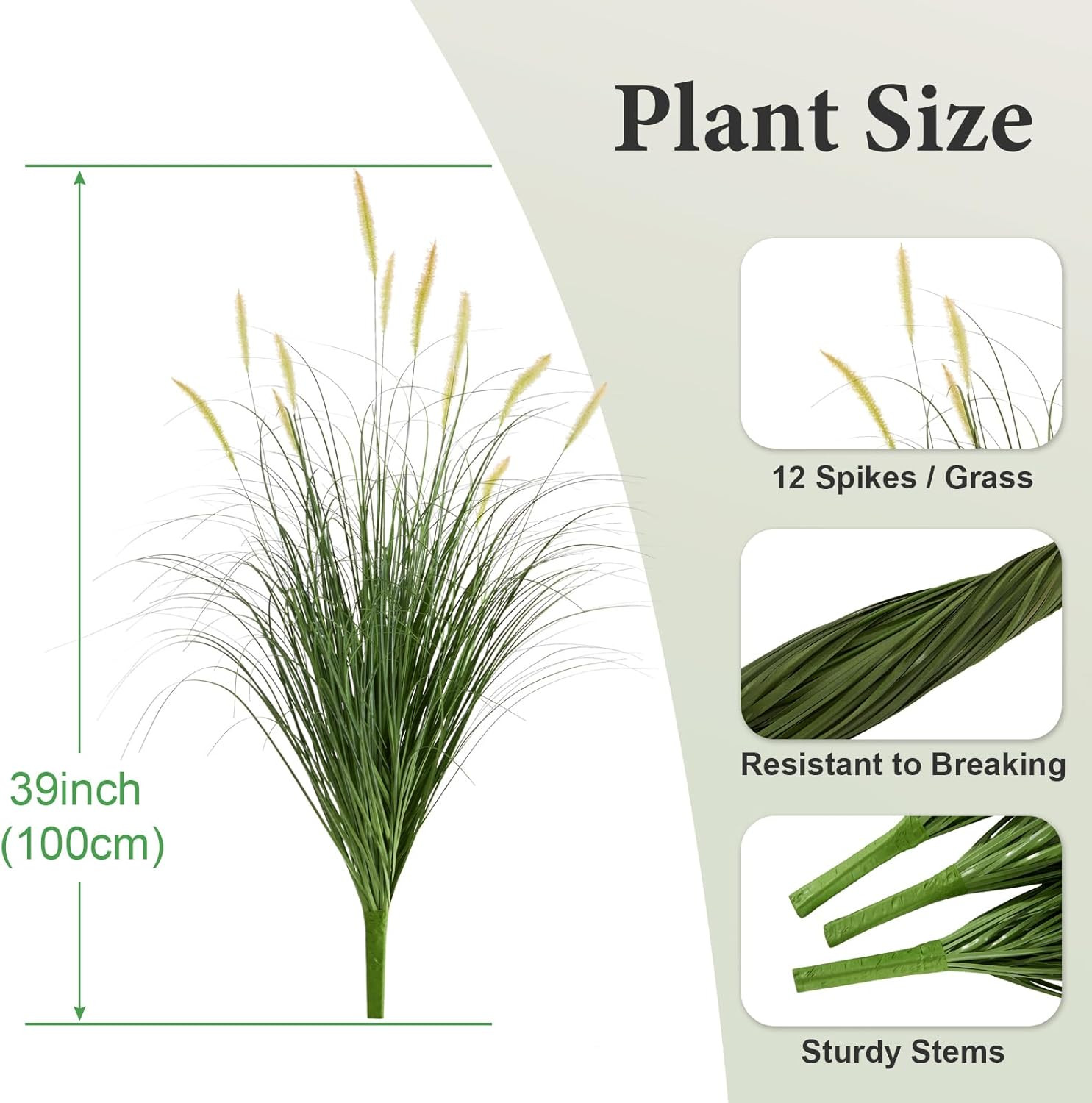39″ Lush Artificial Reed Grass with Dogtail Flowers – 6Pcs Pink Decor